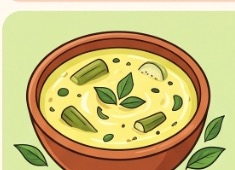 Creamy Mor Kuzhambu with vegetables and curry leaves